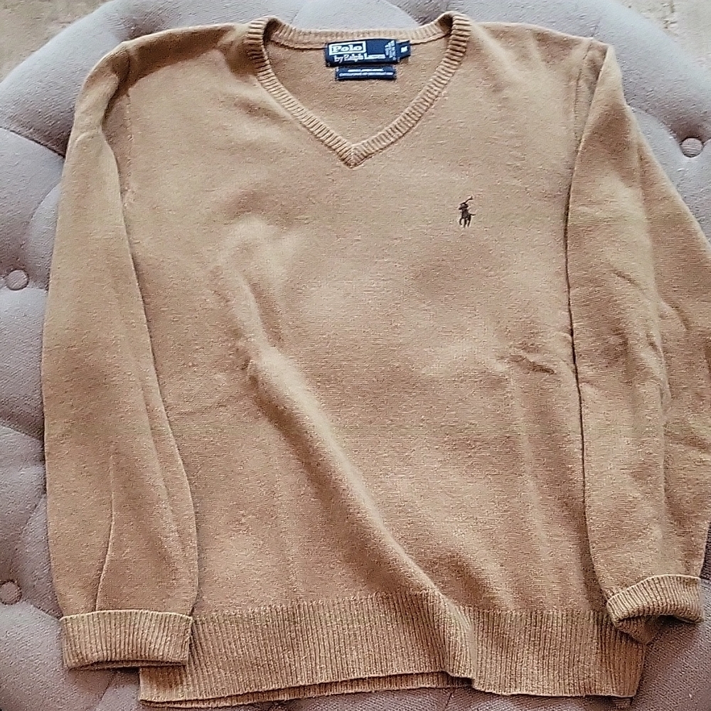 Polo by Ralph Lauren Men's Beige V-Neck Sweater